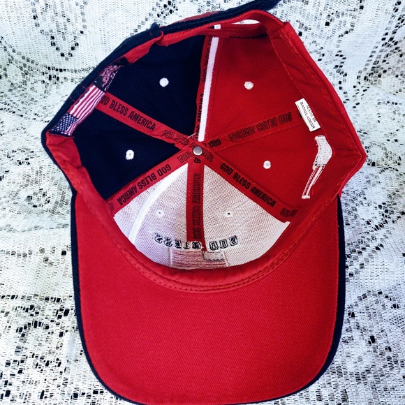 VINTAGE WITH TAGS GOD BLESS AMERICA USA AMERICAN FLAG 9/11 HAT COLOSSEUM OSFA - Picture 6 of 11